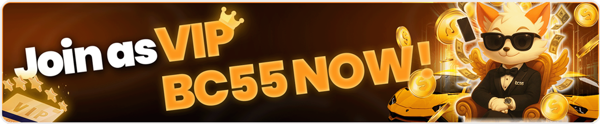 bc55 vip banner with premium rewards and special offers